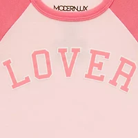 Jerry Leigh Lover Raglan Baby Tee Womens Crew Neck Short Sleeve Juniors Crop Top