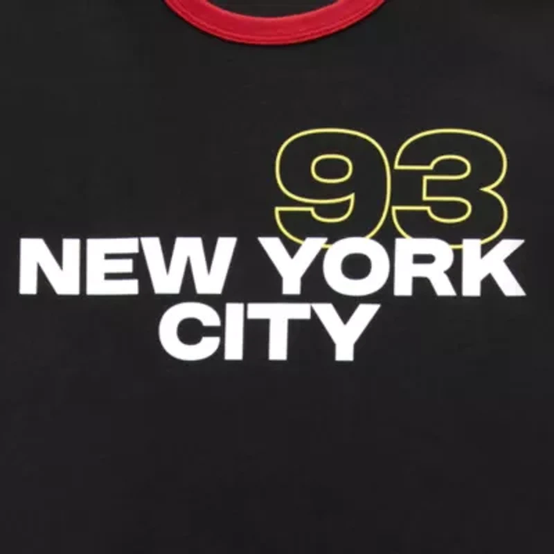 New York Ringer Boyfriend Womens Crew Neck Short Sleeve Loose Fit Juniors Graphic T-Shirt