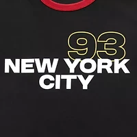 New York Ringer Boyfriend Womens Crew Neck Short Sleeve Loose Fit Juniors Graphic T-Shirt