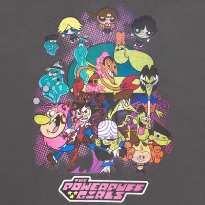 Ripple Junction Girls Juniors Crew Neck Short Sleeve Oversized Powerpuff Girls Graphic T-Shirt