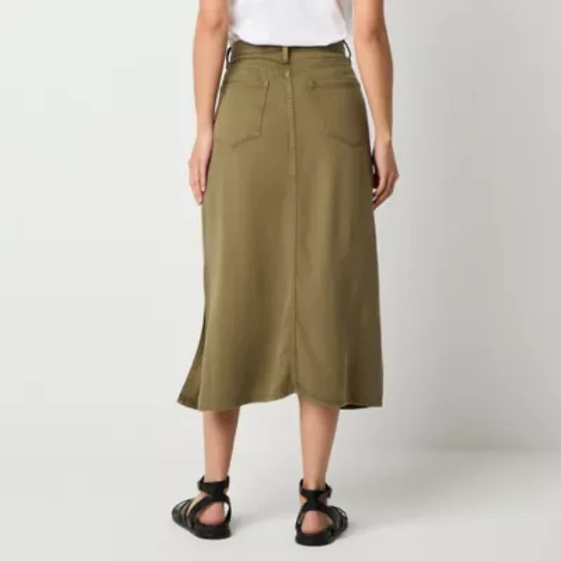 a.n.a Soft Drape Womens High Rise Midi Denim Skirt