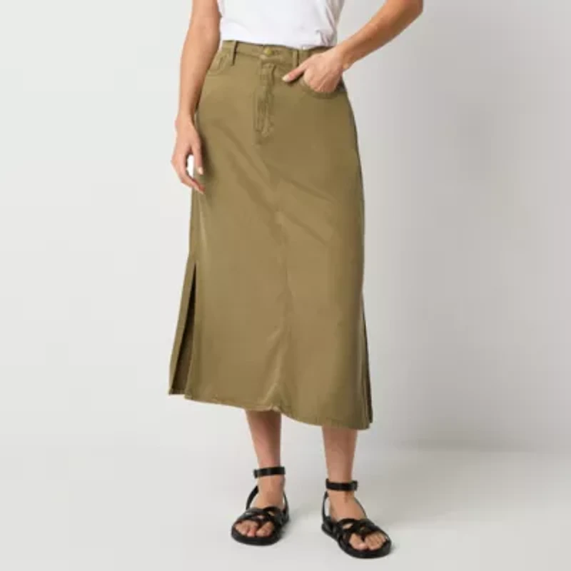 a.n.a Soft Drape Womens High Rise Midi Denim Skirt