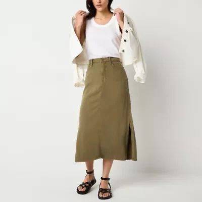 a.n.a Soft Drape Womens High Rise Midi Denim Skirt