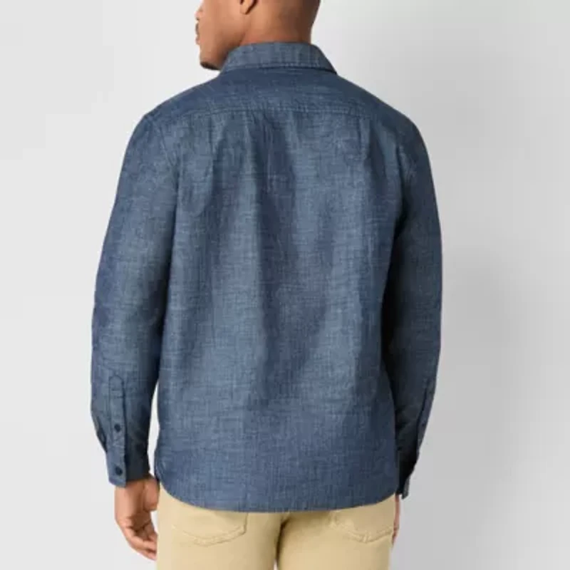 mutual weave Mens Regular Fit Long Sleeve Popover Shirt