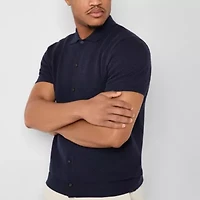 mutual weave Mens Short Sleeve Regular Fit Button-Down Shirt