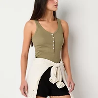 a.n.a Womens Henley Neck Sleeveless Tall Tank Top