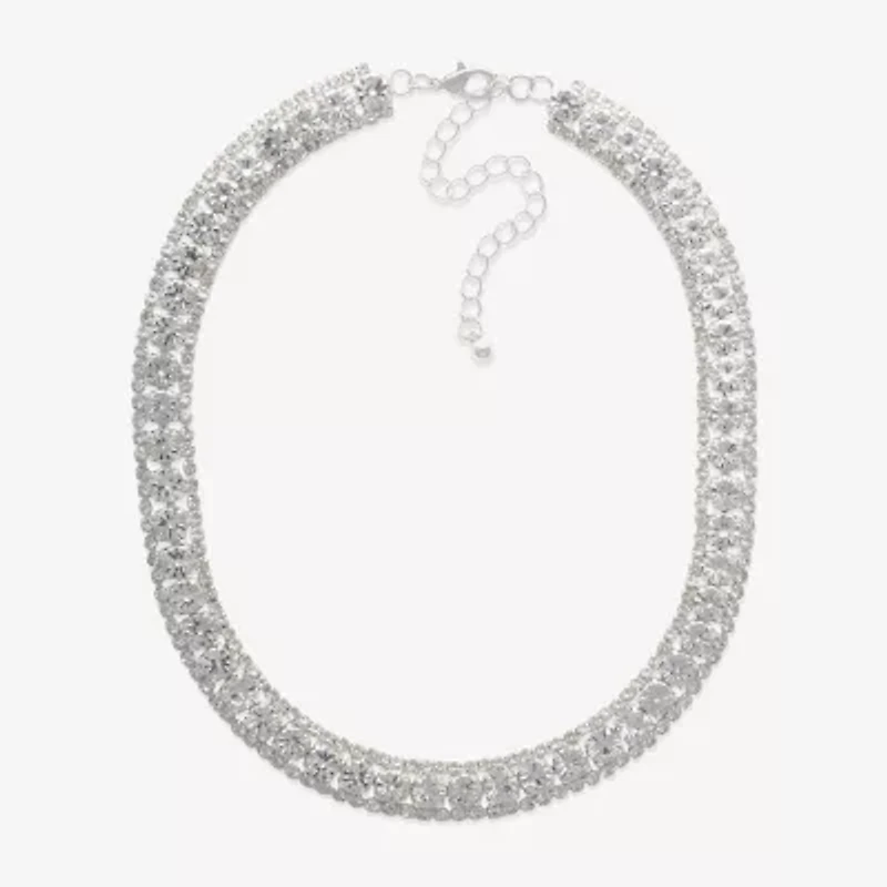 Bijoux Bar Womens Glass 11 Inch Choker Necklace