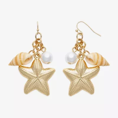 Bijoux Bar Womens White Simulated Pearl Drop Earrings