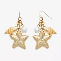 Bijoux Bar Womens White Simulated Pearl Drop Earrings