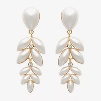 Bijoux Bar Womens White Simulated Pearl Star Drop Earrings