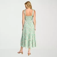 Trixxi Womens Juniors Floral Midi Fit + Flare Dress