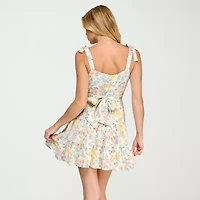 Trixxi Womens Juniors Sleeveless Floral Fit + Flare Dress