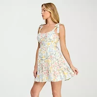 Trixxi Womens Juniors Sleeveless Floral Fit + Flare Dress