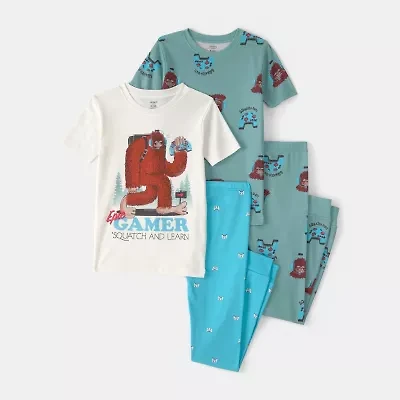 Carter's Little & Big Kid Boys Round Neck Short Sleeve 4-pc. Pajama Set