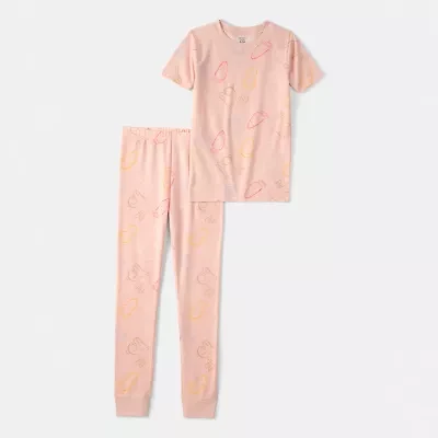 Carter's Girls Round Neck Short Sleeve 2-pc. Pajama Sets