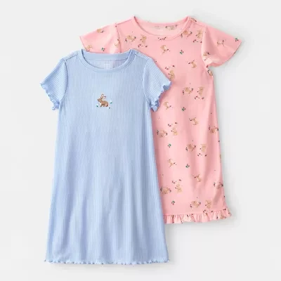 Carter's Girls Round Neck Short Sleeve 2-pc. Nightgown