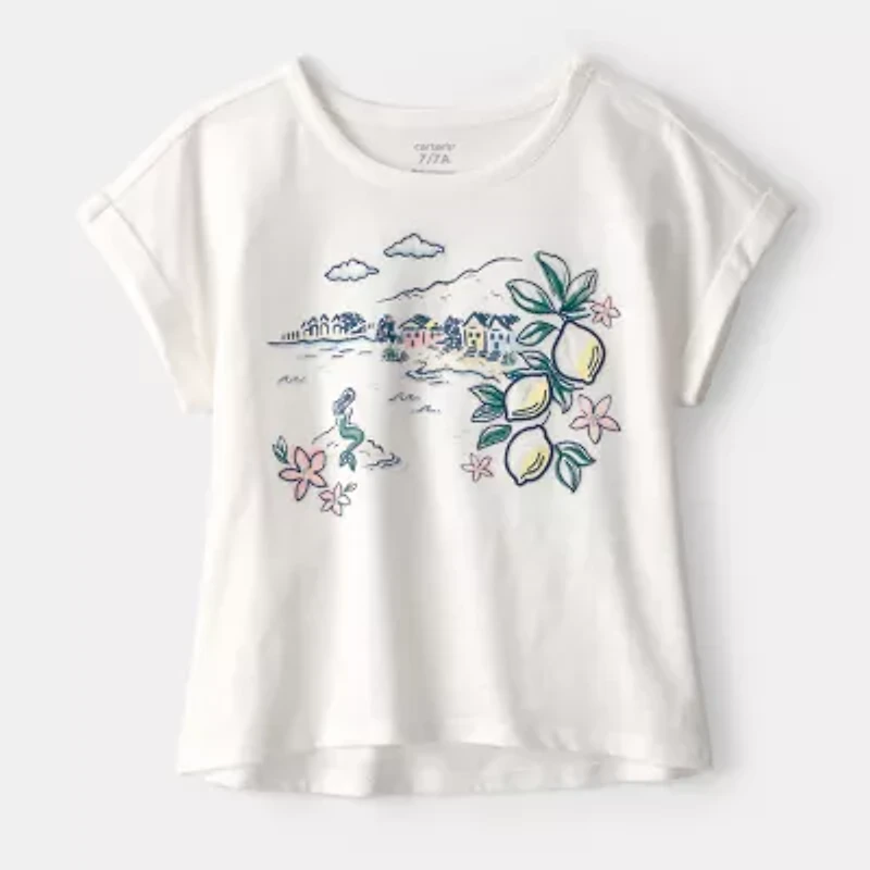 Carter's Girls Round Neck Short Sleeve Regular Fit Graphic T-Shirt