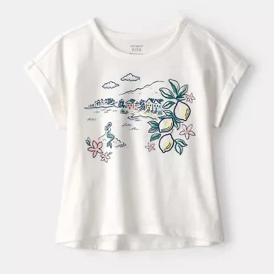 Carter's Girls Round Neck Short Sleeve Regular Fit Graphic T-Shirt