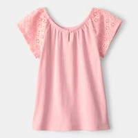Carter's Girls Round Neck Short Sleeve Blouse