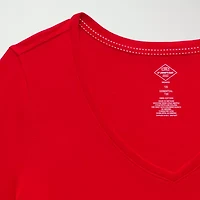 St. John's Bay Womens Plus V Neck 3/4 Sleeve T-Shirt