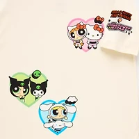 Hk X Ppg Oversized Tee Womens Juniors Crew Neck Short Sleeve Hello Kitty Powerpuff Girls Graphic T-Shirt