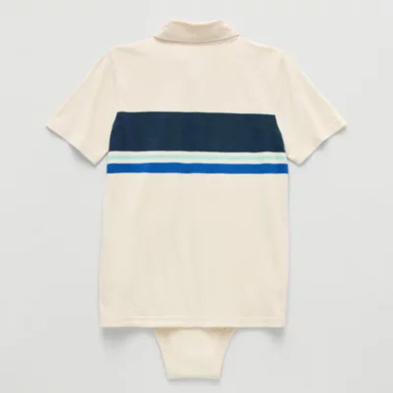 Thereabouts Little & Big Kid Boys Bodysuit Closure Easy-on + Easy-off Adaptive Short Sleeve