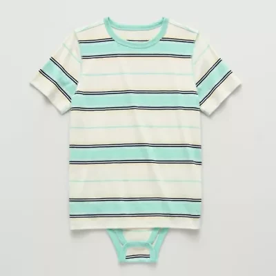 Thereabouts Little & Big Kid Boys Bodysuit Closure Easy-on + Easy-off Adaptive Crew Neck Short Sleeve