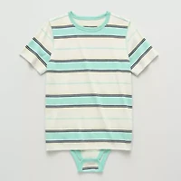 Thereabouts Little & Big Kid Boys Bodysuit Closure Easy-on + Easy-off Adaptive Crew Neck Short Sleeve