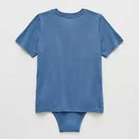 Thereabouts Little & Big Kid Boys Bodysuit Closure Easy-on + Easy-off Adaptive Henley Neck Short Sleeve