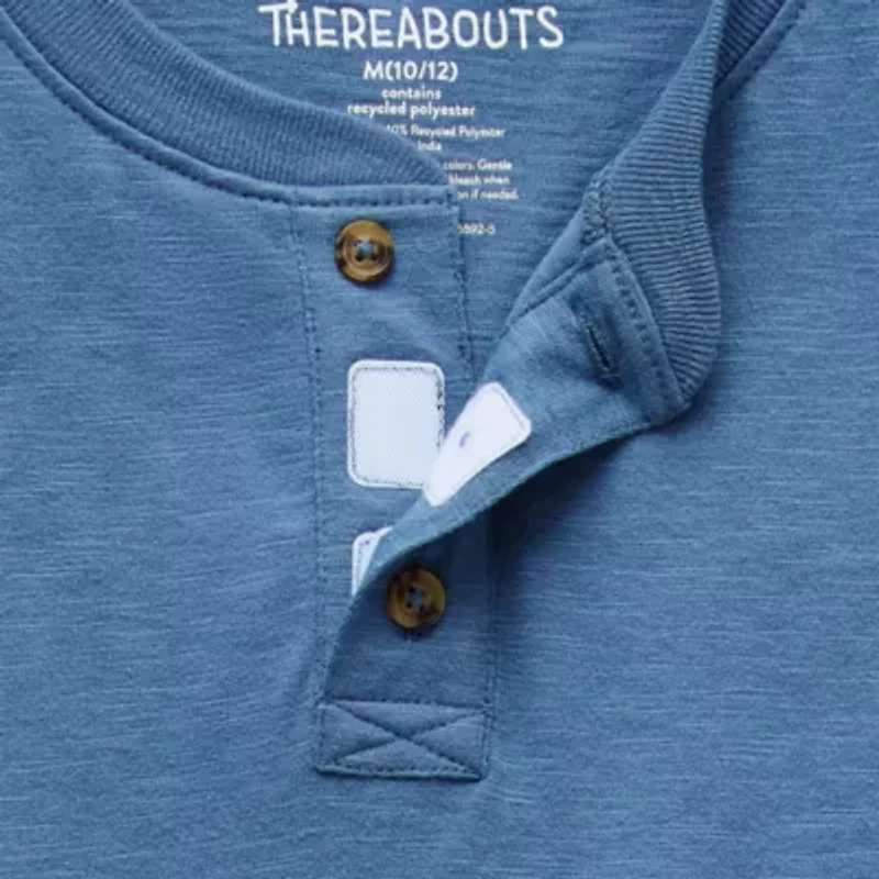 Thereabouts Little & Big Kid Boys Bodysuit Closure Easy-on + Easy-off Adaptive Henley Neck Short Sleeve