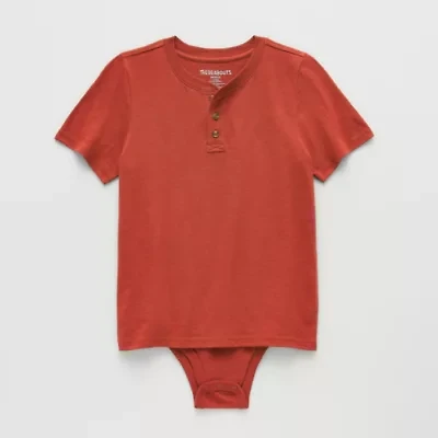 Thereabouts Little & Big Kid Boys Bodysuit Closure Easy-on + Easy-off Adaptive Henley Neck Short Sleeve