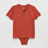 Thereabouts Little & Big Kid Boys Bodysuit Closure Easy-on + Easy-off Adaptive Henley Neck Short Sleeve