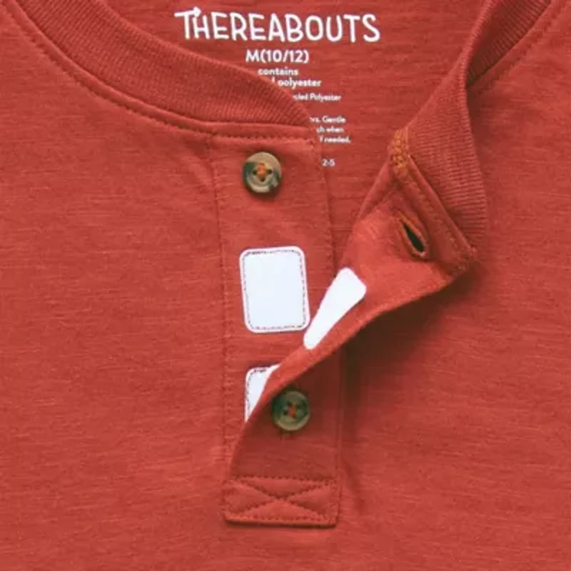 Thereabouts Little & Big Kid Boys Bodysuit Closure Easy-on + Easy-off Adaptive Henley Neck Short Sleeve