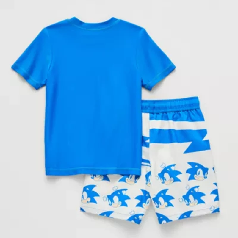 Little & Big Kid Boys Uv Protection Sonic the Hedgehog 2-pc. Rash Guard Set