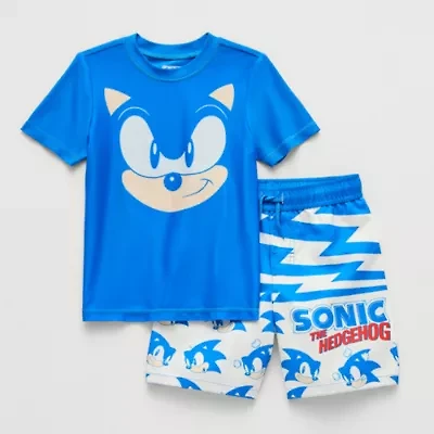 Little & Big Kid Boys Uv Protection Sonic the Hedgehog 2-pc. Rash Guard Set