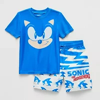 Little & Big Kid Boys Uv Protection Sonic the Hedgehog 2-pc. Rash Guard Set