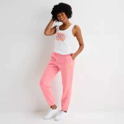 Juicy By Couture Womens Juniors Cuffed Mid Rise Fleece Jogger Pant