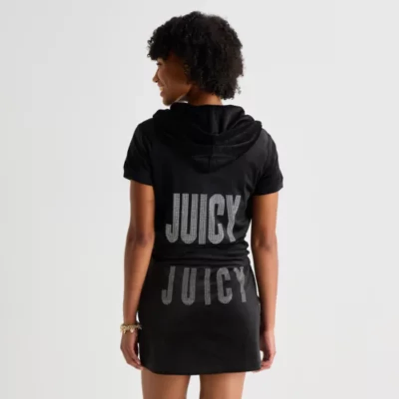Juicy By Couture Womens Juniors Short Sleeve Hoodie