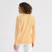Liz Claiborne Womens V Neck Long Sleeve Button Cardigan
