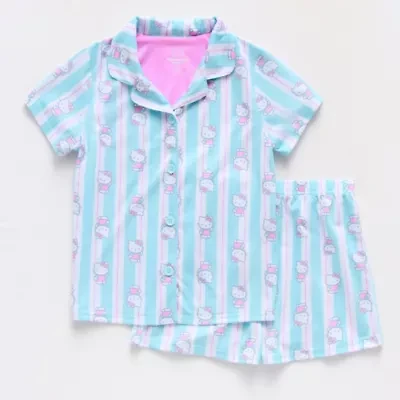 Little & Big Kid Girls Hello Kitty Crew Neck Short Sleeve 2-pc. Pajama Sets