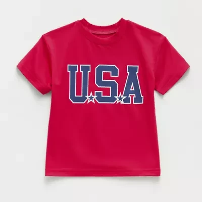 Okie Dokie Active Toddler & Little Boys Crew Neck Short Sleeve Regular Fit Graphic T-Shirt