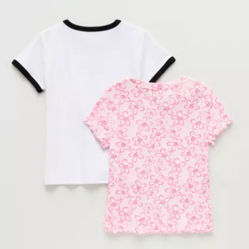 Thereabouts Little & Big Kid Girls Easy-on + Easy-off Crew Neck Short Sleeve Adaptive 2-pc. T-Shirt