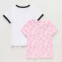 Thereabouts Little & Big Kid Girls Easy-on + Easy-off Crew Neck Short Sleeve Adaptive 2-pc. T-Shirt