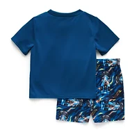 Toddler Boys Hot Wheels Crew Neck Short Sleeve Pajama Sets