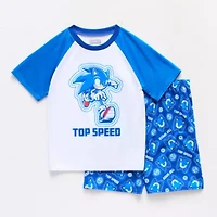 Little & Big Kid Boys Sonic the Hedgehog Crew Neck Short Sleeve 2-pc. Pajama Set