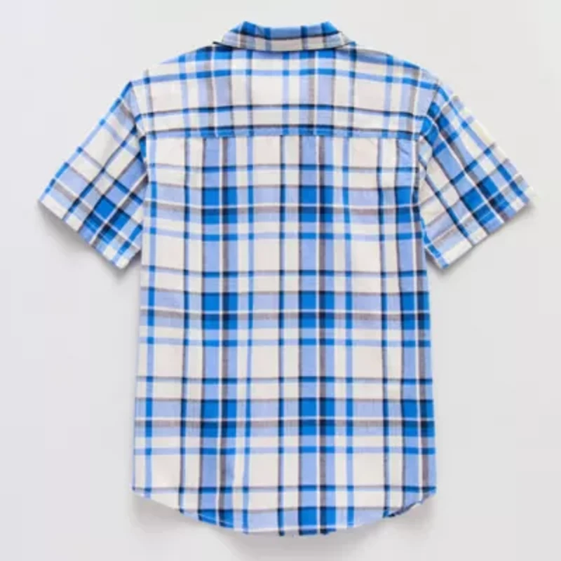 Thereabouts Little & Big Kid Boys Easy-on + Easy-off Sensory Friendly Short Sleeve Regular Fit Button-Down Shirt