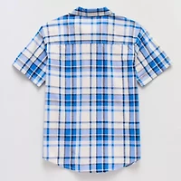 Thereabouts Little & Big Kid Boys Easy-on + Easy-off Sensory Friendly Short Sleeve Regular Fit Button-Down Shirt