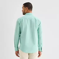 St. John's Bay Slub Mens Long Sleeve Button-Down Shirt