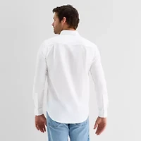 St. John's Bay Slub Mens Long Sleeve Button-Down Shirt