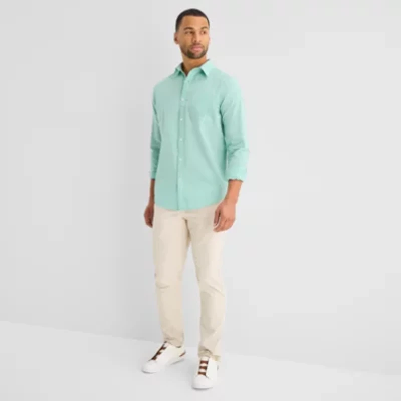St. John's Bay Slub Mens Long Sleeve Button-Down Shirt